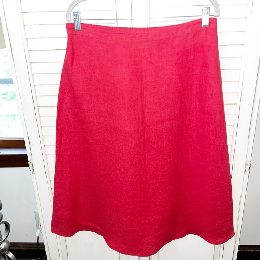 Flax Linen Pink Red Maxi Midi Skirt Size Small